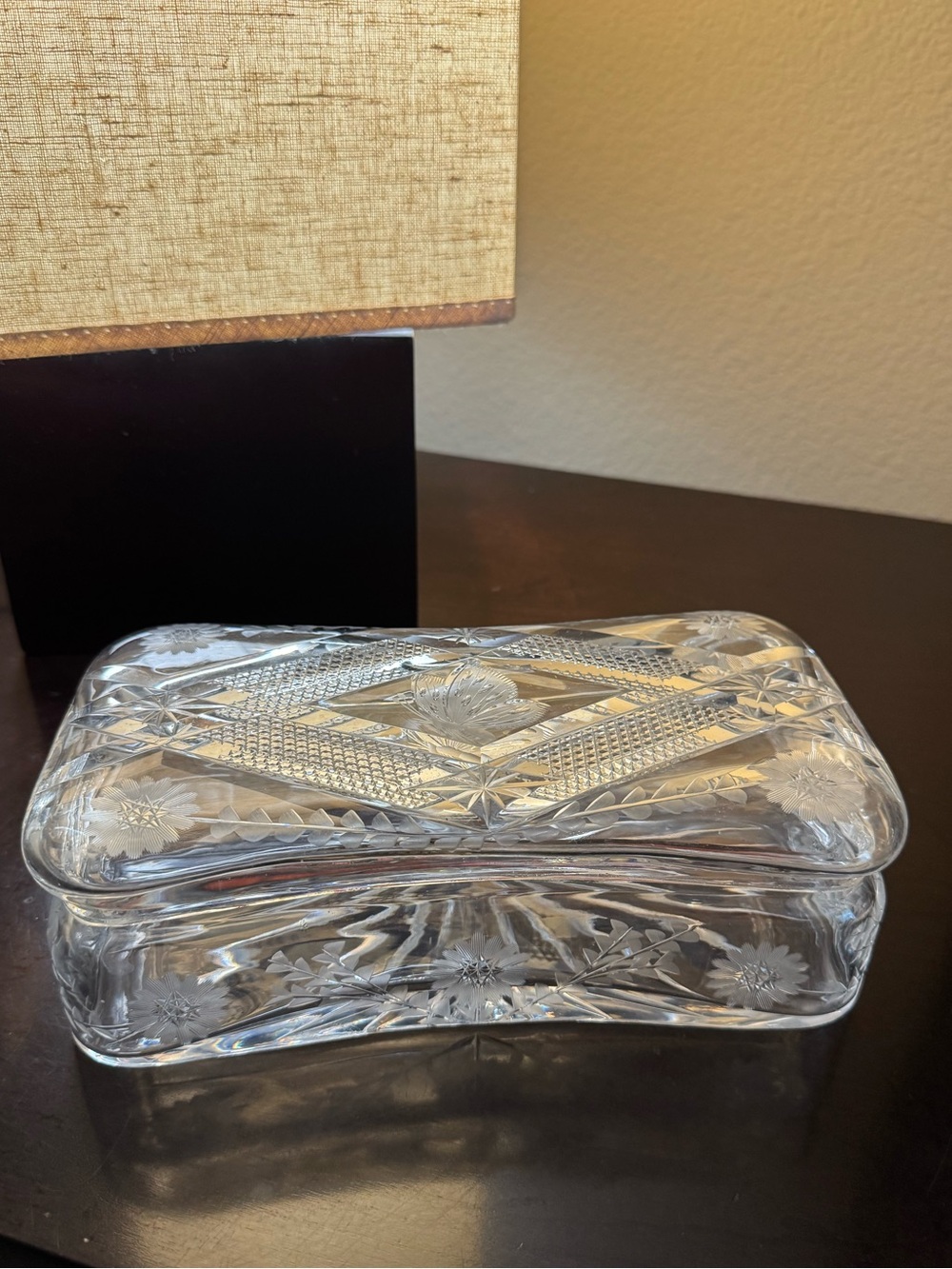 Hofbauer "Papillon" (Byrdes Collection) 24% Lead Crystal Lidded Box - W. Germany